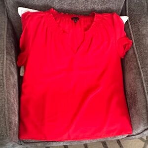 Talbots Bright Red Ruffle Blouse